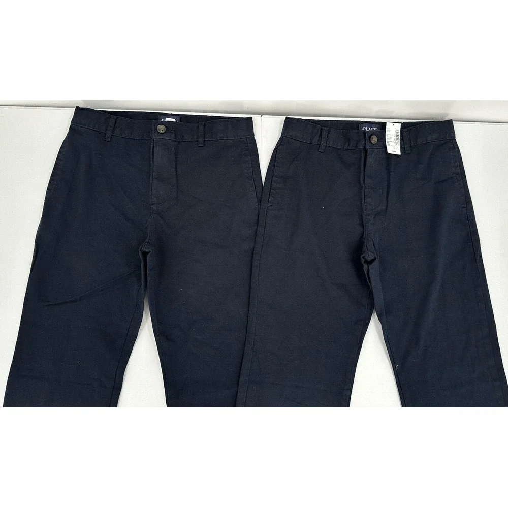 Lot Of 2 CHILDREN'S PLACE STRAIGHT STRETCH CHINO PANTS‎ Boy's 10 Husky Navy Blue